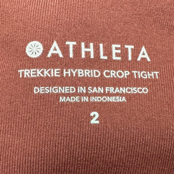 Athleta Pants Womens 2 Burgundy Trekkie Hybrid Crop Tight Stretch Workout Gym - Picture 7 of 14